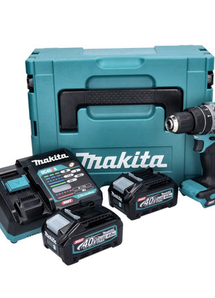 Makita HP 002 GM201 taladro percutor inalámbrico 40 V 64 Nm sin escobillas + 2x baterías 4,0 Ah + cargador + Makpac