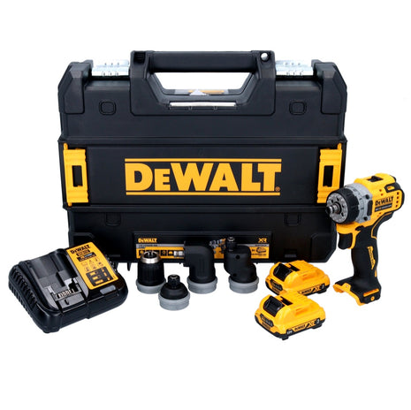 Taladro atornillador inalámbrico DeWalt DCD 703 L2T 12 V 57,5 ​​Nm sin escobillas + 2 baterías 3,0 Ah + cargador + 4 accesorios para portabrocas + TSTAK