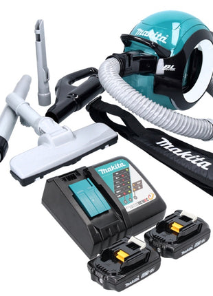 Makita DCL 501 RA Akku Staubsauger 18 V Brushless + 2x Akku 2,0 Ah + Ladegerät + Zubehör