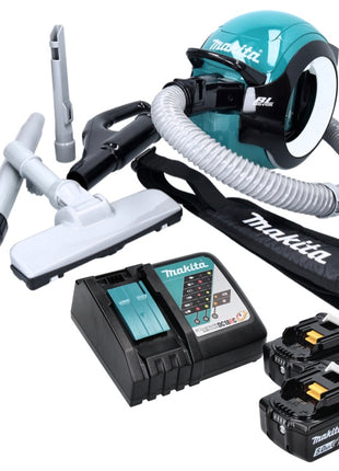 Makita DCL 501 RT Akku Staubsauger 18 V Brushless + 2x Akku 5,0 Ah + Ladegerät + Zubehör