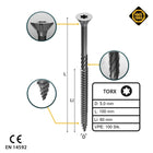 FORTE Tools Universal Holzschraube 5,0 x 100 mm T25 100 Stk. ( 000040113878 ) silber verzinkt Torx Senkkopf Teilgewinde