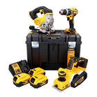 Kit combiné batterie DeWalt perceuse à percussion 18 V DCD 796 + scie sauteuse DCS 331 + raboteuse DCP 580 + 3x batteries 5,0 Ah + chargeur + TSTAK