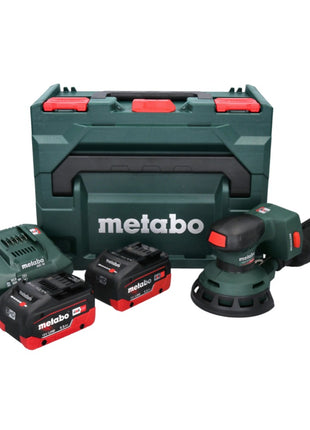 Lijadora excéntrica a batería Metabo SXA 18 LTX 125 BL 18 V 125 mm sin escobillas + 2x batería 5,5 Ah + cargador + metaBOX