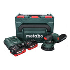 Lijadora excéntrica a batería Metabo SXA 18 LTX 125 BL 18 V 125 mm sin escobillas + 2x batería 8,0 Ah + cargador + metaBOX