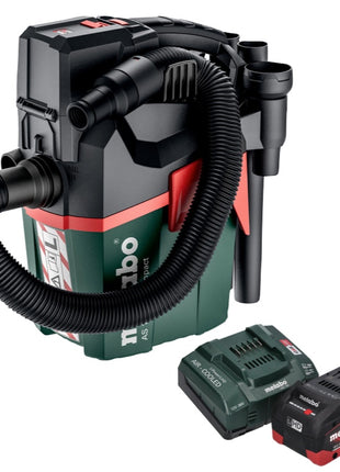 Metabo AS 18 L PC Compact Aspirateur sans fil 18 V 6 l IPX4 classe de poussière L eau et poussière + 1x batterie 8,0 Ah + chargeur