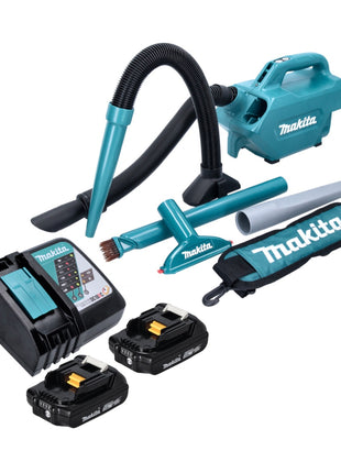 Makita DCL 184 RA aspirador inalámbrico 18 V 54 mbar 0,5 l + 2x baterías 2,0 Ah + cargador