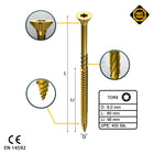 FORTE Tools Universal Holzschraube 6,0 x 80 mm T30 400 Stk. ( 4x 000051399496 ) gelb verzinkt Torx Senkkopf Teilgewinde