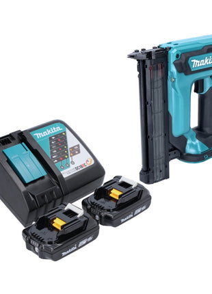 Makita DFN 350 RA Cloueuse Sans Fil 18 V 15 - 35 mm + 2x batterie rechargeable 2,0 Ah + kit chargeur