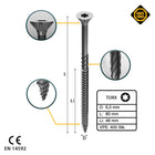 FORTE Tools Universal Holzschraube 6,0 x 80 mm T30 400 Stk. ( 4x 000040113891 ) silber verzinkt Torx Senkkopf Teilgewinde