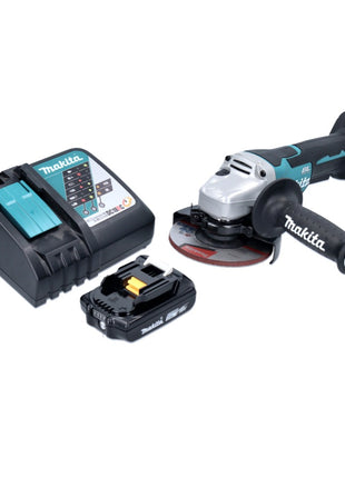 Amoladora angular a batería Makita DGA 515 RA1 18 V 125 mm sin escobillas + 1x batería 2,0 Ah + cargador