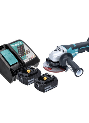 Amoladora angular a batería Makita DGA 515 RM 18 V 125 mm sin escobillas + 2x baterías 4,0 Ah + cargador