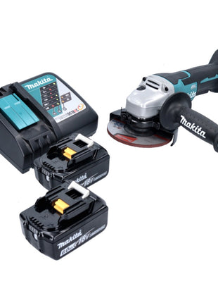 Amoladora angular a batería Makita DGA 515 RG 18 V 125 mm sin escobillas + 2x baterías 6,0 Ah + cargador