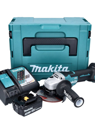 Amoladora angular a batería Makita DGA 515 RF1J 18 V 125 mm sin escobillas + 1x batería 3,0 Ah + cargador + Makpac