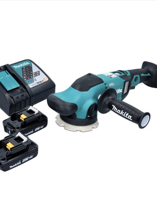 Makita DPO 500 RA Akku Exzenterpolierer 18 V 125 mm Brushless + 2x Akku 2,0 Ah + Ladegerät