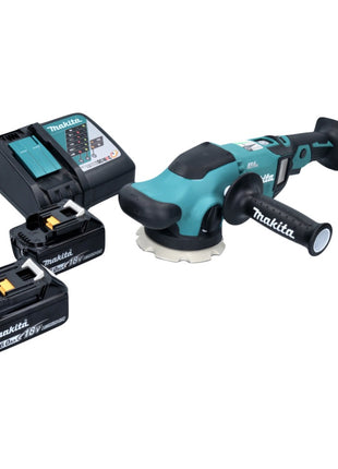 Pulidora excéntrica a batería Makita DPO 500 RG 18 V 125 mm sin escobillas + 2x baterías 6,0 Ah + cargador