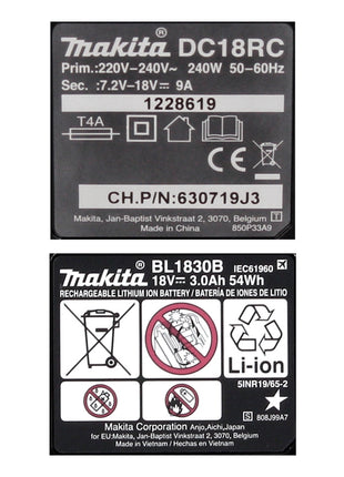 Makita Power Source Kit 18 V ( 191A24-4 ) mit 1x BL 1830 B Akku 3,0 Ah + DC 18 RC Ladegerät - Toolbrothers