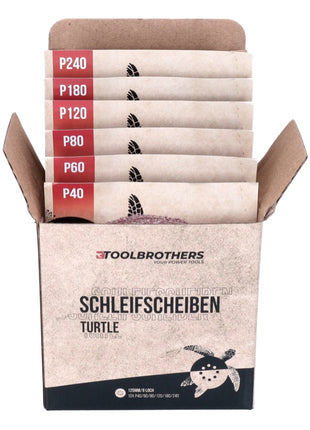 2x Toolbrothers TURTLE Schleifset + DBO 180 Z Akku Exzenterschleifer 18 V 125 mm - ohne Akku, ohne Ladegerät - Toolbrothers