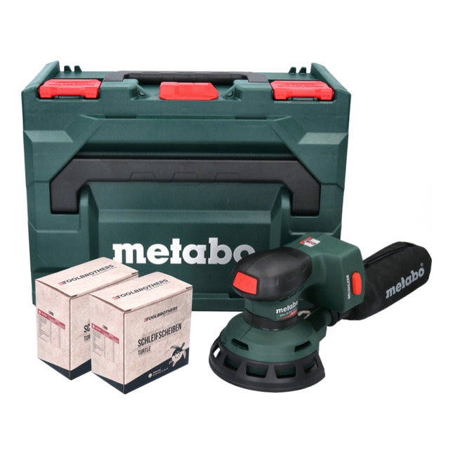 Metabo SXA 18 LTX 125 BL akumulatorowa szlifierka oscylacyjna 18 V 125 mm ( 600146840 ) bezszczotkowa + 2x zestaw szlifierski Toolbrothers TURTLE + metaBOX - bez akumulatora, bez ładowarki