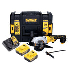 Akumulatorowa pilarka tarczowa DeWalt DCS 571 M2 18 V 115 mm bezszczotkowa + 2x akumulator 4,0 Ah + ładowarka + TSTAK