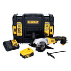 Akumulatorowa pilarka tarczowa DeWalt DCS 571 P1 18 V 115 mm bezszczotkowa + 1x akumulator 5,0 Ah + ładowarka + TSTAK