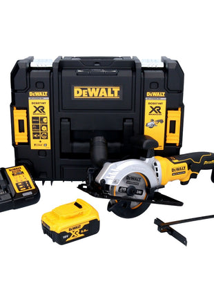 DeWalt DCS 571 P1 Akku Handkreissäge 18 V 115 mm Brushless + 1x Akku 5,0 Ah + Ladegerät + TSTAK