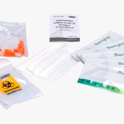 "BERIGHT" Corona Antigen Schnelltest zur Eigenanwendung für Laien / VPE 5er / CE-Zertifizierung / BfArM-Listung (AT1172/21) / PEI Evaluiert - Toolbrothers