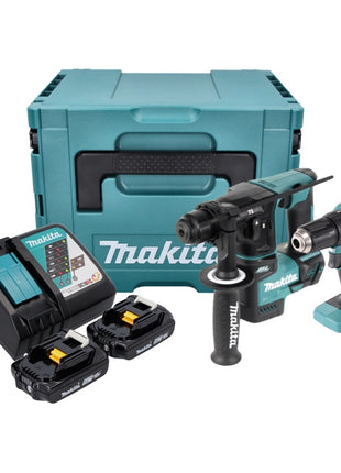 Makita DLX 2454 AJ Akku Kombo Kit Schreinerei DDF 483 Akku Bohrschrauber + DHR 171 Akku Bohrhammer + 2x Akku 2,0 Ah + Ladegerät + Makpac