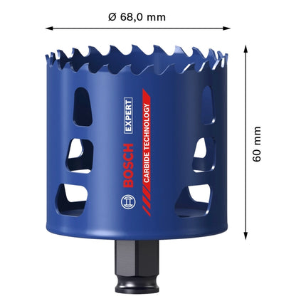 Bosch Expert Tough Material Lochsäge 68 x 60 mm ( 2608900433 ) Carbide Technology für Dreh- und Schlagbohrer