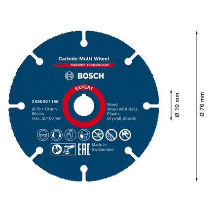 Bosch EXPERT Carbide Multi Wheel Trennscheibe 76 x 10 mm 1 Stk. ( 2608901196 ) Carbide Technology