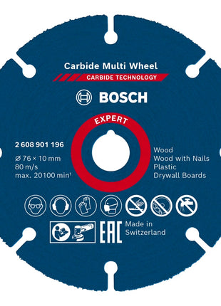 Bosch EXPERT Carbide Multi Wheel Trennscheibe 76 x 10 mm 1 Stk. ( 2608901196 ) Carbide Technology