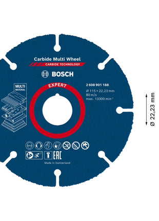 Bosch EXPERT Carbide Multi Wheel Disque à tronçonner 115 x 22,23 mm - 1 pièce ( 2608901188 )