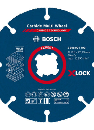 Bosch Expert Carbide Multi Wheel X-LOCK Disque à tronçonner (2608901195) 125 mm x 22,23 mm - 10 pcs.