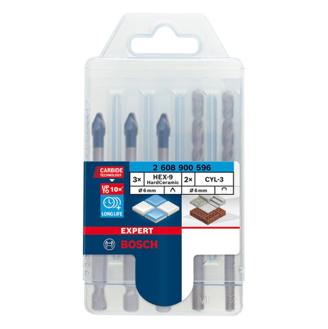 Bosch EXPERT HEX-9 HardCeramic Bohrer Mixed Set 6,0 mm 5 tlg. ( 2608900596 ) Carbide Technology - Toolbrothers