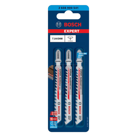 Bosch Expert T 144 DHM Hardwood Fast Jeu de lames de scie sauteuse 3 pièces ( 2608900541 ) Carbide Technology