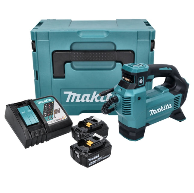 Makita DMP 181 RTJ kompresor akumulatorowy 18 V 11,1 bar + 2x akumulator 5,0 Ah + ładowarka + Makpac