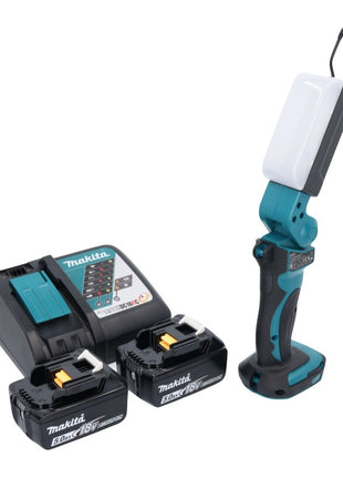 Makita DML801RT X Lampe LED de travail sans fil 240lm 18V + 2x Batteries 5,0 Ah + Chargeur + Diffuseur