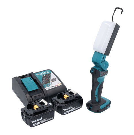 Makita DML 801 RT X LED Akku Lampe Arbeitsleuchte 18 V 240 lm + Diffusor + 2x Akku 5,0 Ah + Ladegerät