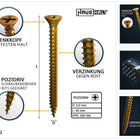 HausHalt Universal Holzbauschraube Holzschraube 5,0 x 40 mm PZ2 500 Stk. ( 000051371192 ) gelb verzinkt Kreuzschlitz Pozidriv Senkkopf Vollgewinde - Toolbrothers