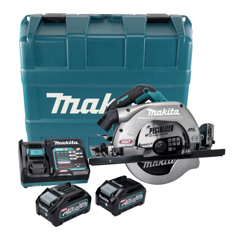 Sierra circular de mano a batería Makita HS 009 GM201 XGT 40 V máx. 235 mm sin escobillas + 2 baterías 4,0 Ah + cargador + estuche