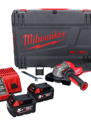 Milwaukee M18 FSAGV115XPDB-502X Akku Winkelschleifer 18 V 115 mm Brushless + 2x Akku 5,0 Ah + Ladegerät + HD Box