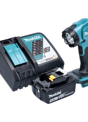 Makita DEADML 815 RT1 LED akumulatorowa lampa ręczna 14,4 - 18 V 160 lm + 1x akumulator 5,0 Ah + ładowarka