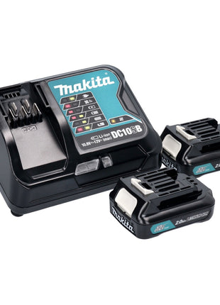 Taladro percutor inalámbrico Makita HP 333 DSAX1 12 V 30 Nm + 2x baterías 2,0 Ah + cargador + juego de brocas y brocas 74 piezas + maletín