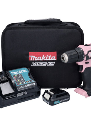 Makita DF 333 DSAP1 taladro atornillador inalámbrico 12 V 30 Nm rosa + 1x batería 2,0 Ah + cargador + bolsa