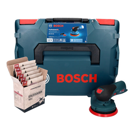 Bosch GEX 12V-125 Professional Akku Exzenterschleifer 12 V 125 mm Brushless + L-Boxx ( 0601372100 ) + Toolbrothers TURTLE Schleifset - ohne Akku, ohne Ladegerät - Toolbrothers