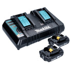 Zestaw Makita Power Source Kit 18 V z akumulatorem 2x BL 1820 B 2,0 Ah ( 2x 197254-9 ) + podwójna szybka ładowarka DC 18 RD ( 196933-6 )