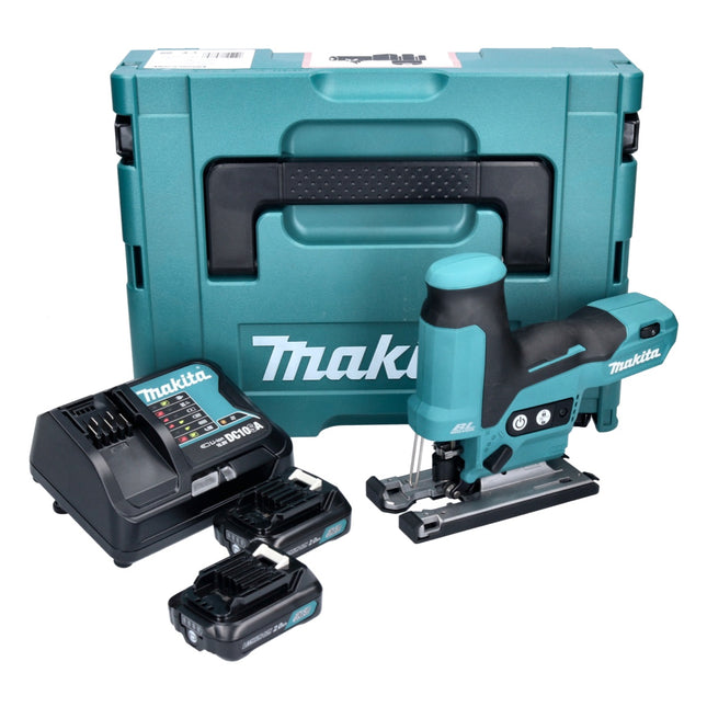 Makita JV 102 DSAJ Akku Pendelhubstichsäge 12 V max. Brushless + 2x Akku 2,0 Ah + Ladegerät + Makpac