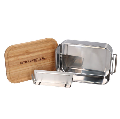 Toolbrothers Fan Edelstahl Brotdose mit Bambus Deckel 1200 ml, Lunchbox für Erwachsene und Kinder, Brotzeit, Vesperbox für Schule Arbeit Picknick Reisen - Toolbrothers