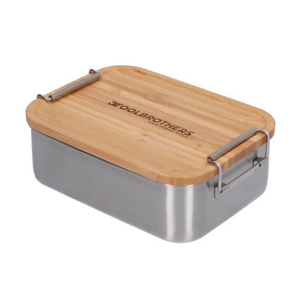 Toolbrothers Fan Edelstahl Brotdose mit Bambus Deckel 1200 ml, Lunchbox für Erwachsene und Kinder, Brotzeit, Vesperbox für Schule Arbeit Picknick Reisen - Toolbrothers