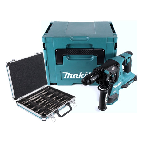 Taladro percutor inalámbrico Makita DHR 281 ZJ 36 V (2x 18 V) 2,8 J SDS Plus Brushless + juego de taladro y cincel de 13 piezas + Makpac - sin batería, sin cargador