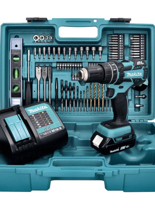 Makita DHP 480 SAX5 Akku Schlagbohrschrauber 18 V 54 Nm + 1x Akku 2,0 Ah + Ladegerät + 101 tlg. Zubehör Set + Koffer